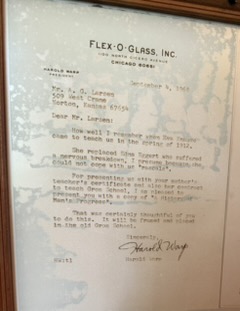 Letter written by a student who later founded a glass company