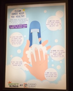 Casino Queen hand washing instructions — very thorough