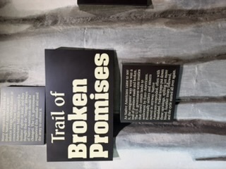 Museum display about settlement perspectives in Glenns Ferry
