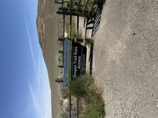 Oregon Trail marker near walkable ruts