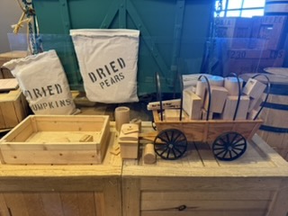 Interactive wagon packing exhibit at the Oregon Trail Interpretive Center