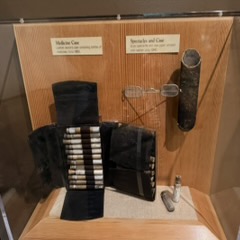 Medicine containers and spectacles at the Oregon Trail Interpretive Center