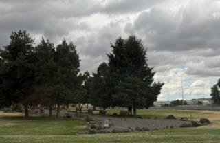 Decorative scene along the highway offramp near Pendleton