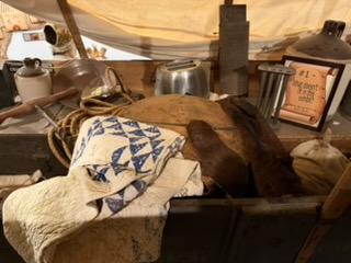 Wagon interior loaded with period goods