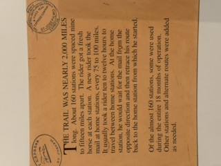 Pony Express artifacts and timeline