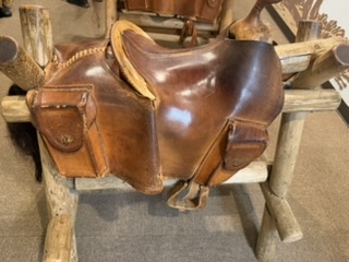 Pony Express exhibit — mochila saddle with four mail pockets