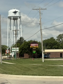 Pony Express logo on a Seneca water tower